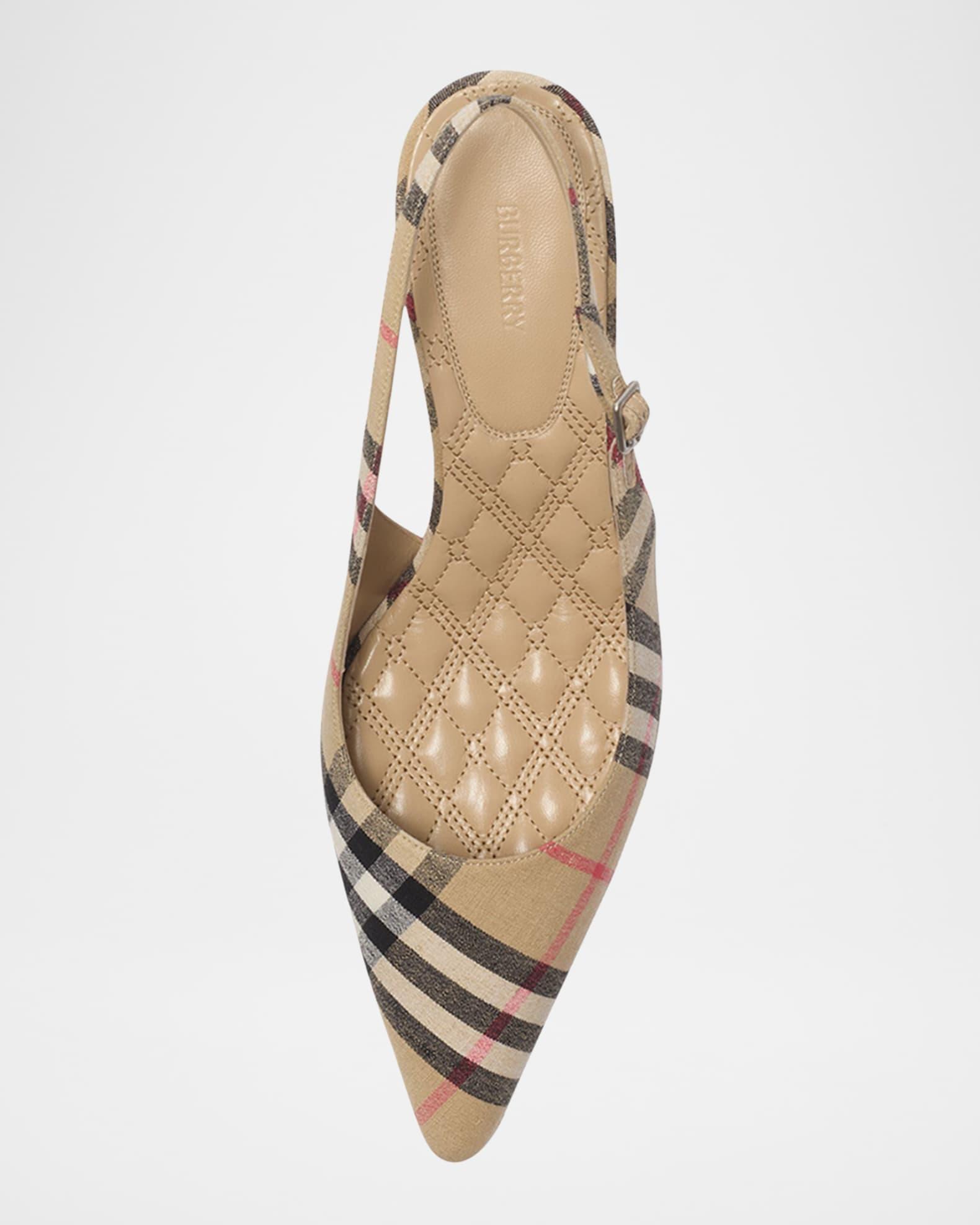 Dame Vintage Check Slingback Linen Pumps Product Image