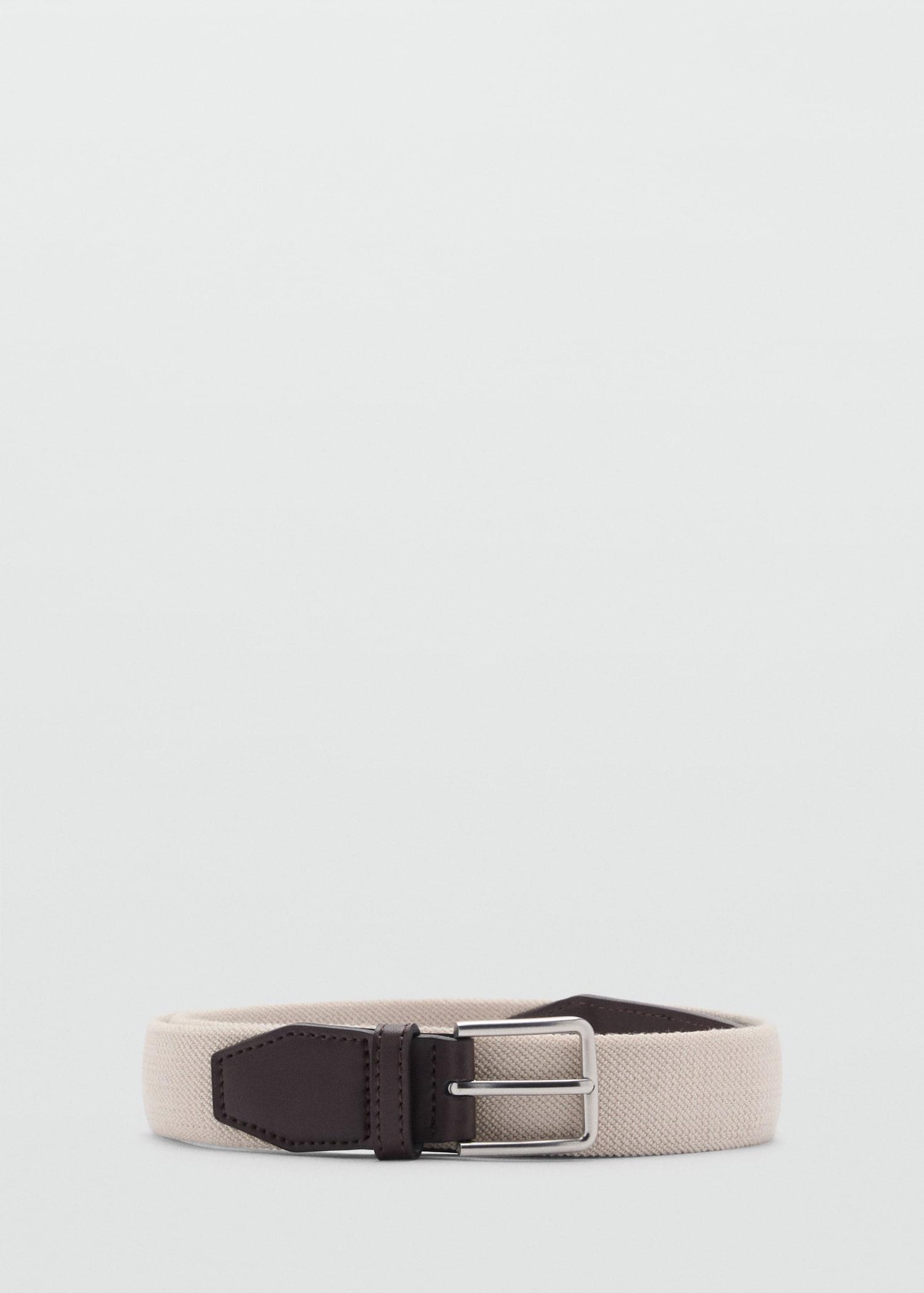 Leather-appliqué elastic belt - Men | MANGO USA Product Image