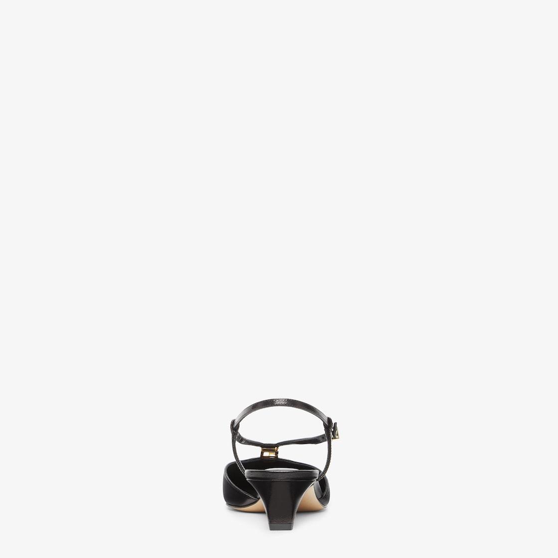 Fendi FFoldBlack leather low-heeled slingbacks Product Image