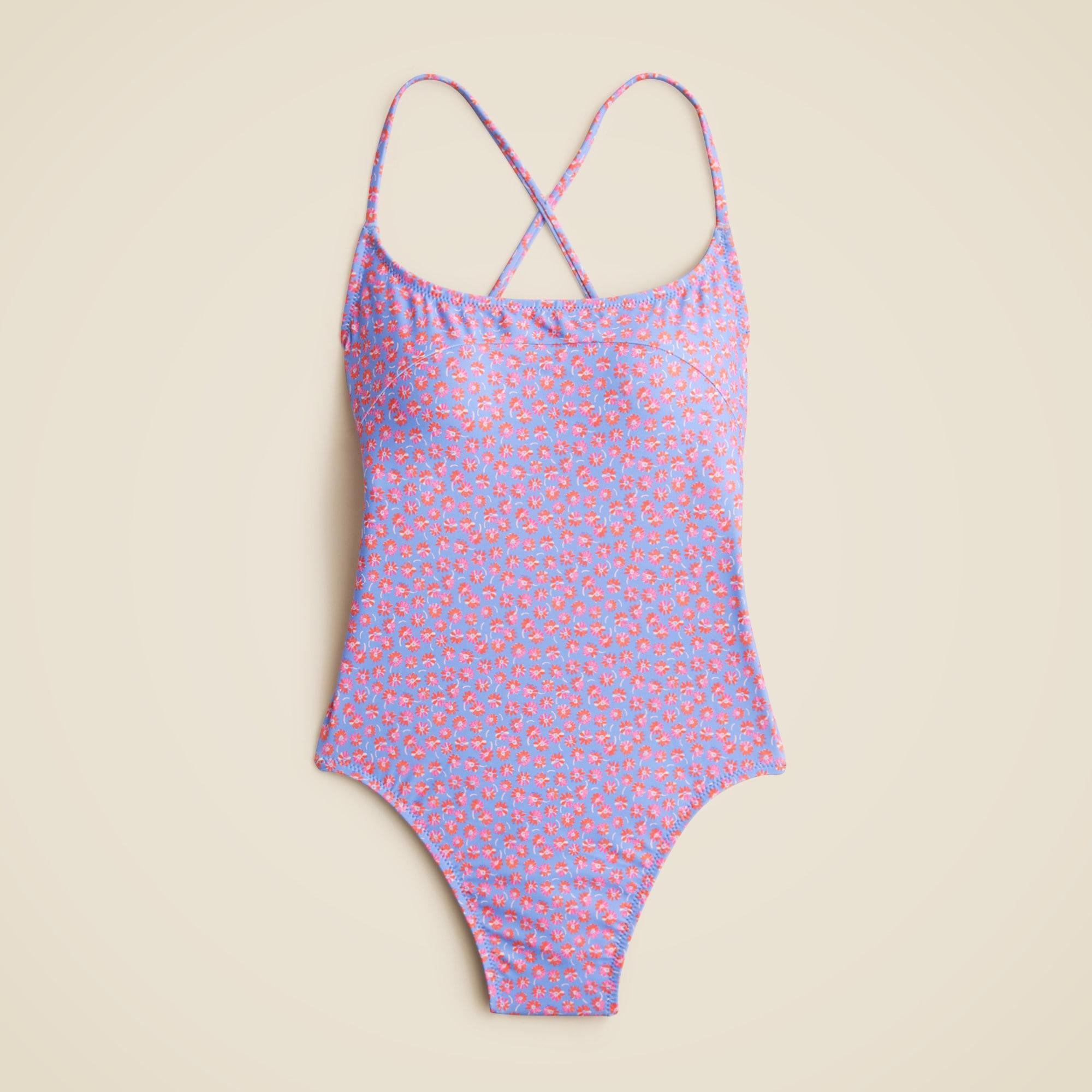 Curved one-piece swimsuit in summer fields print Product Image