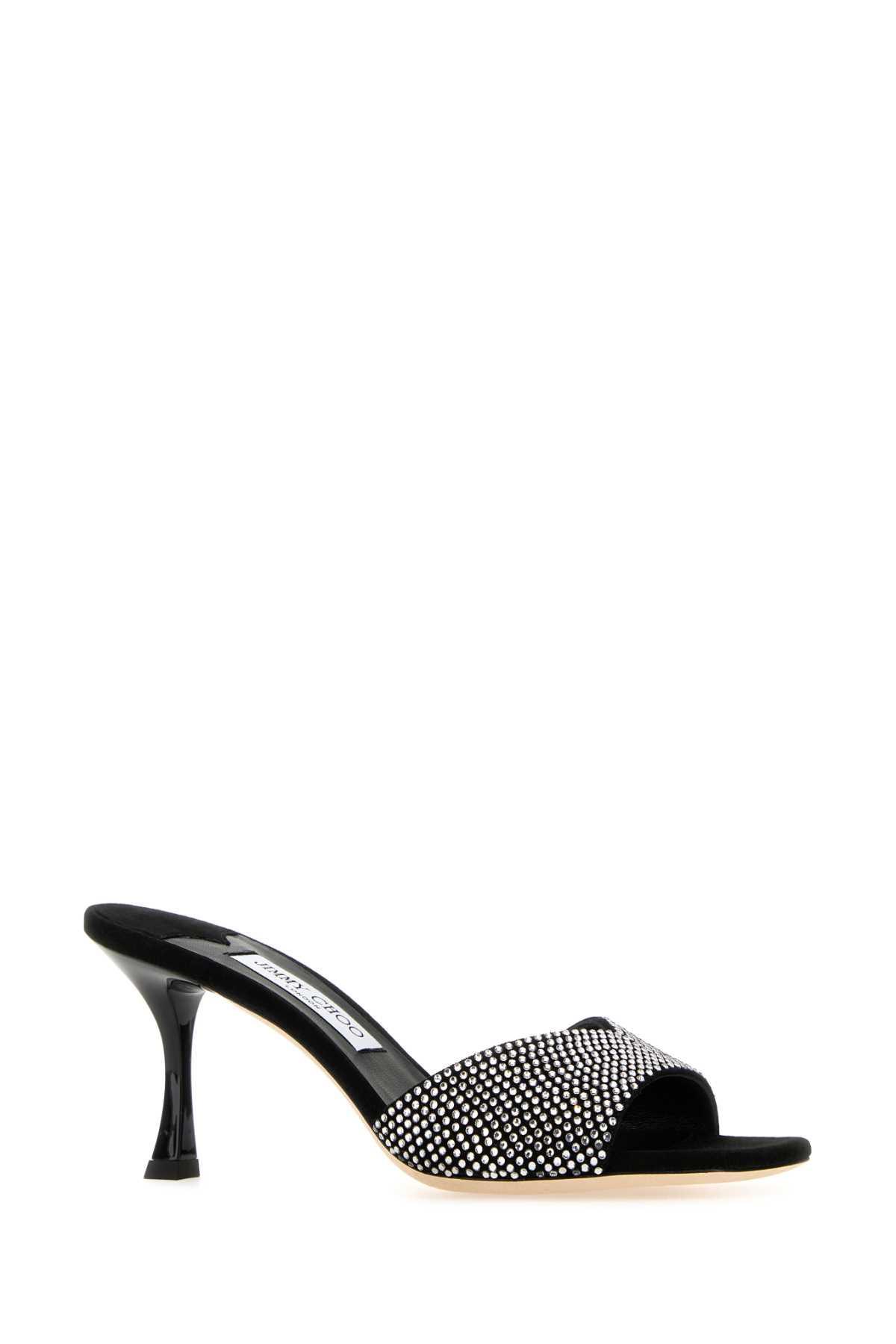 JIMMY CHOO Women's Skye 70 Embellished High Heel Slide Sandals In Black Product Image
