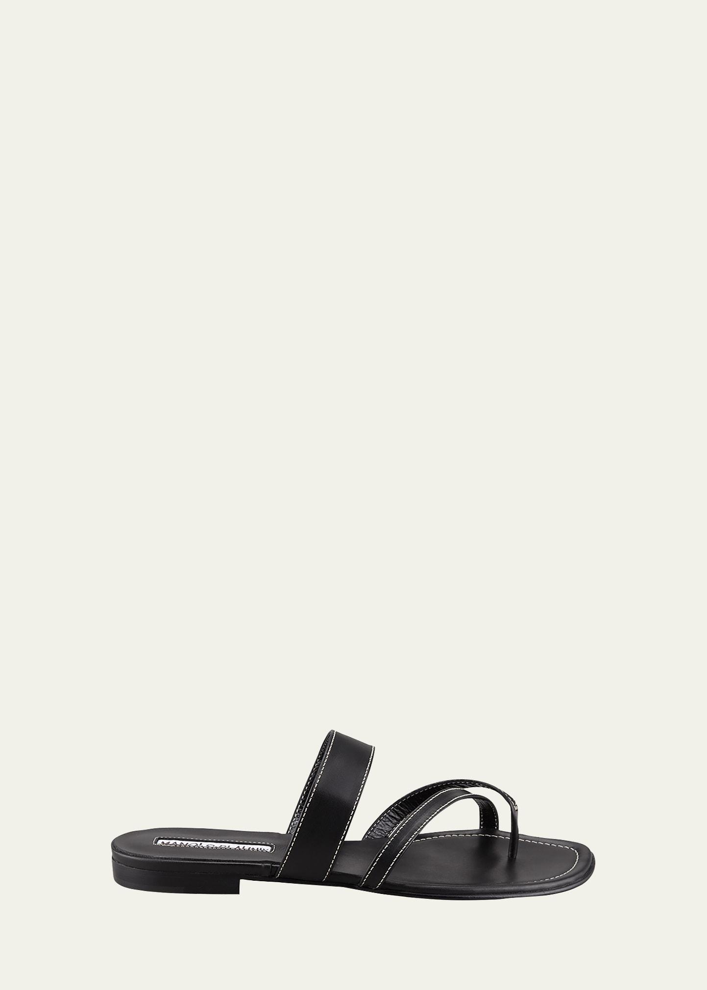 Susa Flat Leather Sandals Product Image