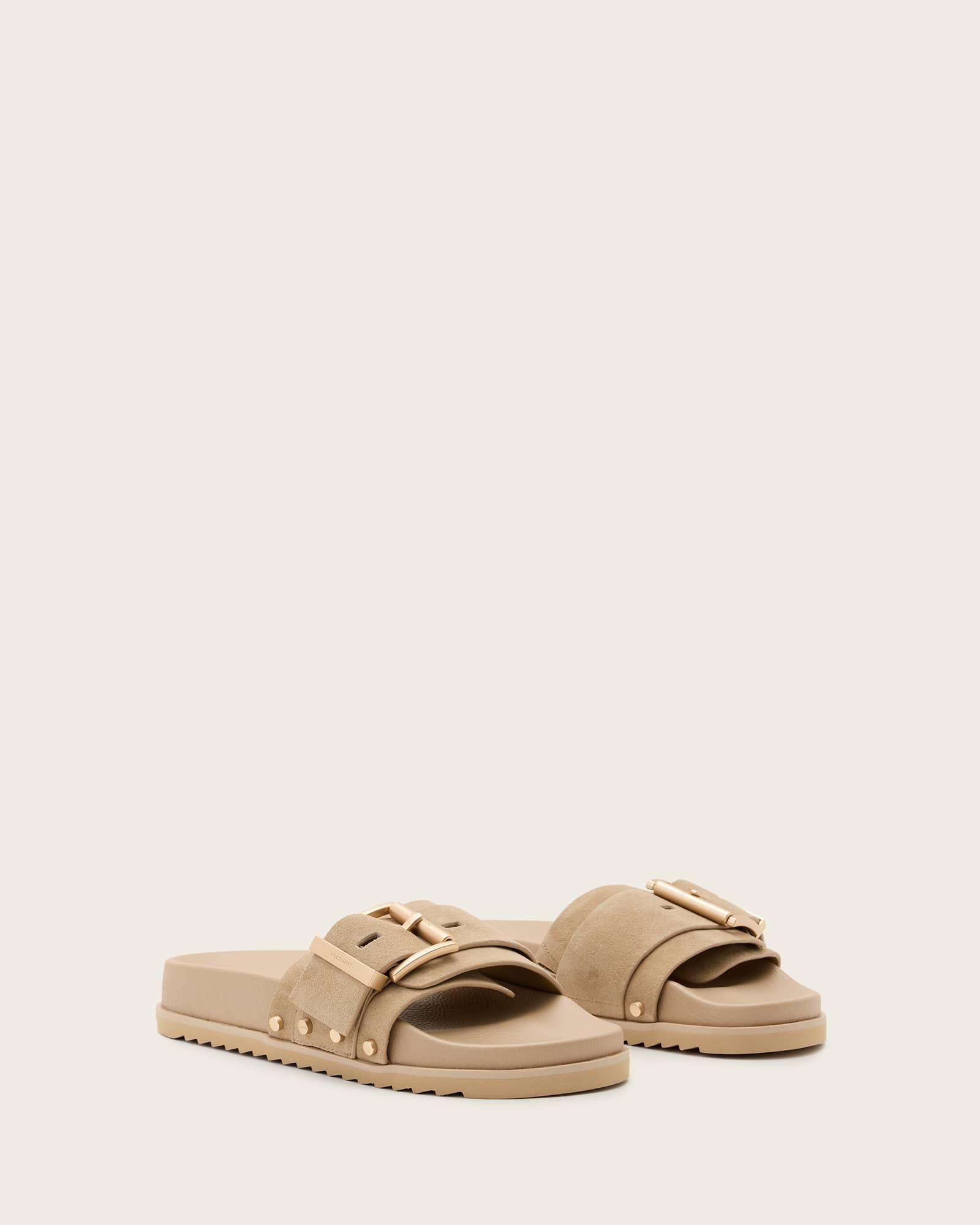 Ellie Studded Buckle Leather Sliders Product Image