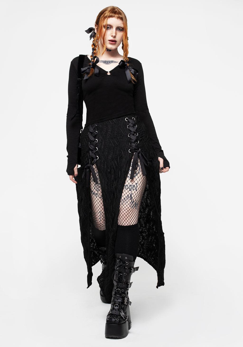 Agitate Textured Jersey Split Maxi Skirt Product Image