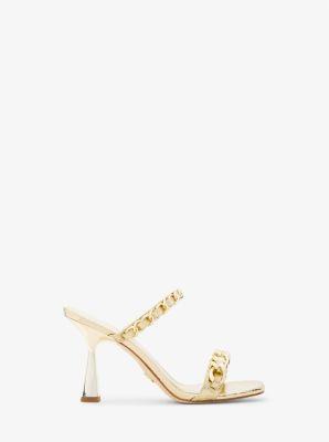 Clara Embellished Metallic Snake Embossed Leather Sandal Product Image