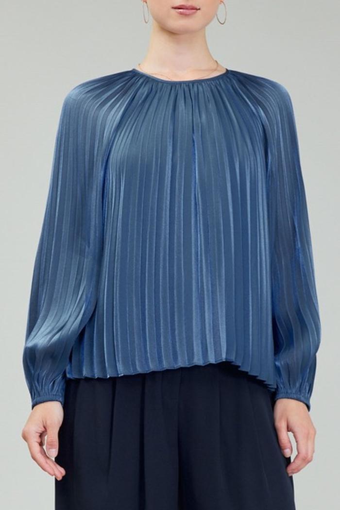 Long Sleeve Pleated Top Product Image