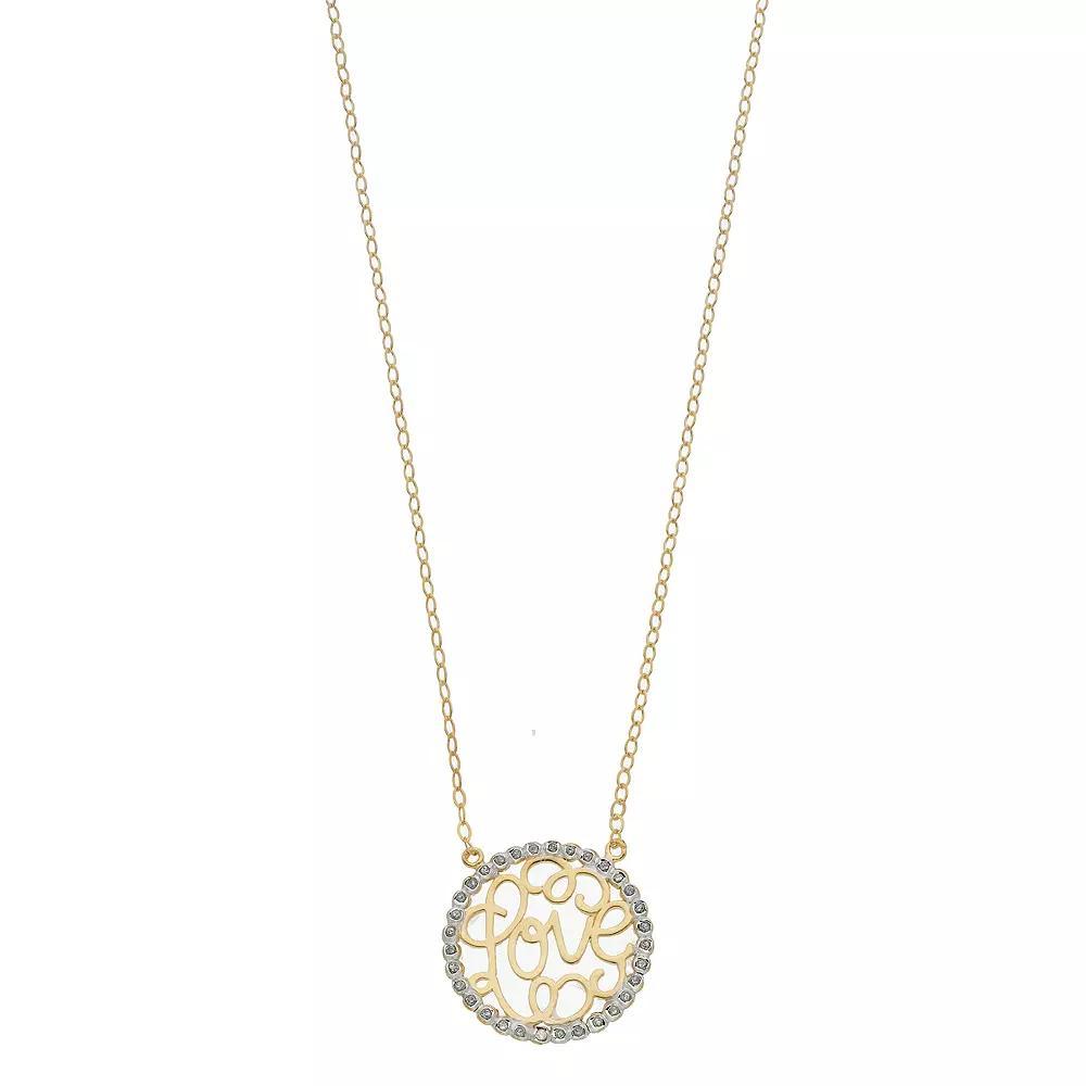 Diamond Mystique Sterling Silver Diamond Accent Love Necklace, Women's, Size: 18", 18k Gold Over Silver Product Image