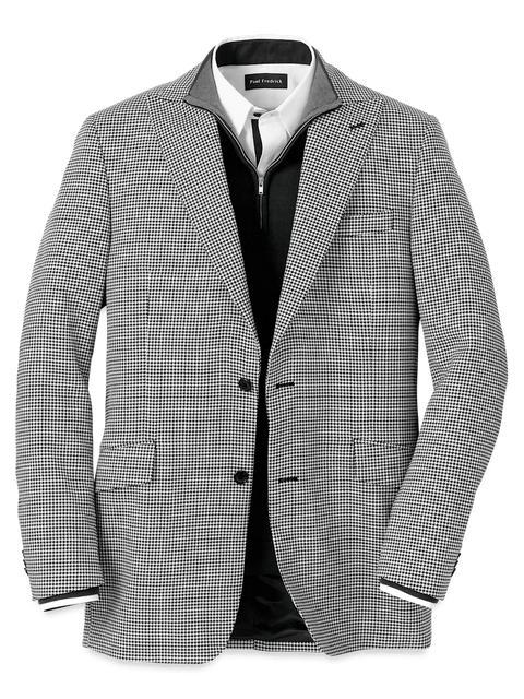 Wool Houndstooth Single Breasted Peak Lapel Sport Coat - Black/white Product Image