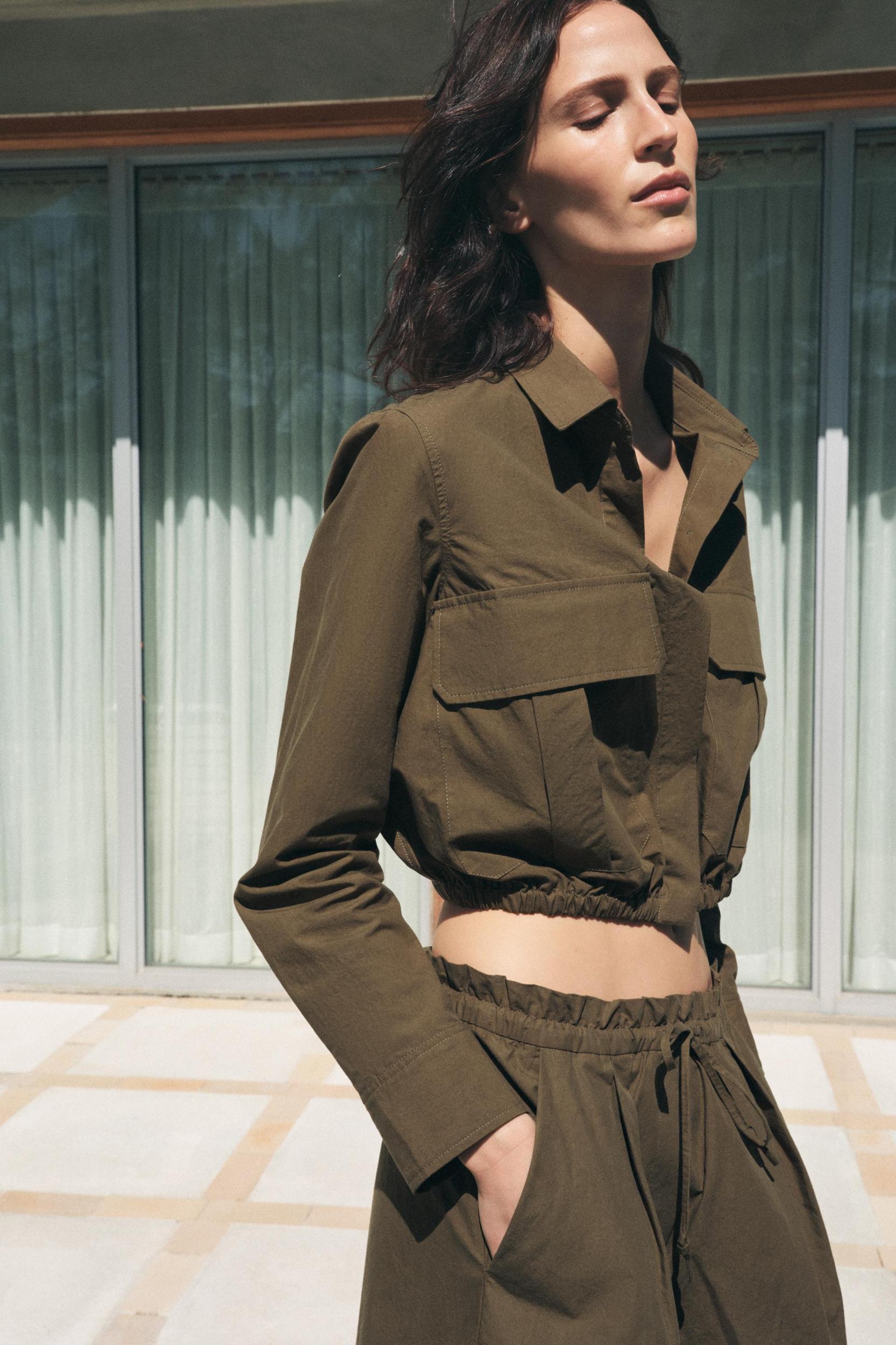 CROPPED SHIRT WITH POCKETS ZW COLLECTION Product Image