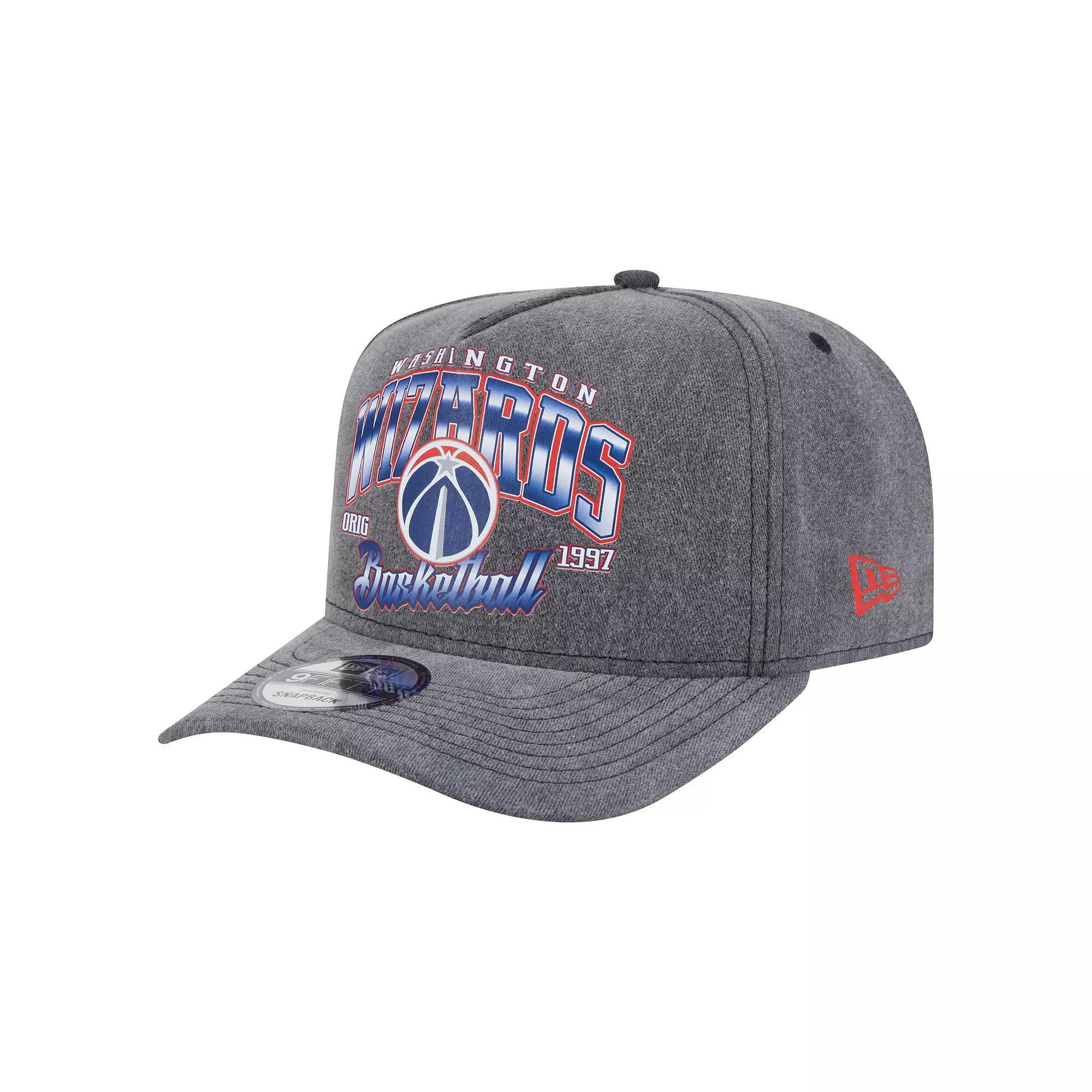 Men's New Era  Charcoal Washington Wizards Throwback Washed Pre-Curved 9FIFTY Snapback Hat, Wiz Charco Product Image