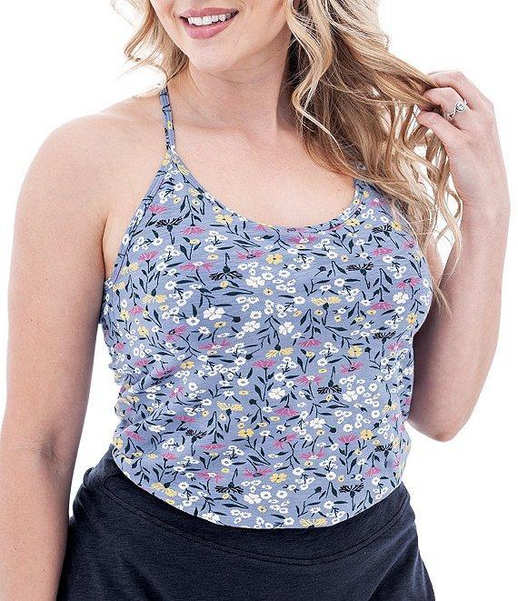 Aventura Linden Floral Slub Knit Jersey Scoop Neck Strappy Y-Back Tank Top Product Image