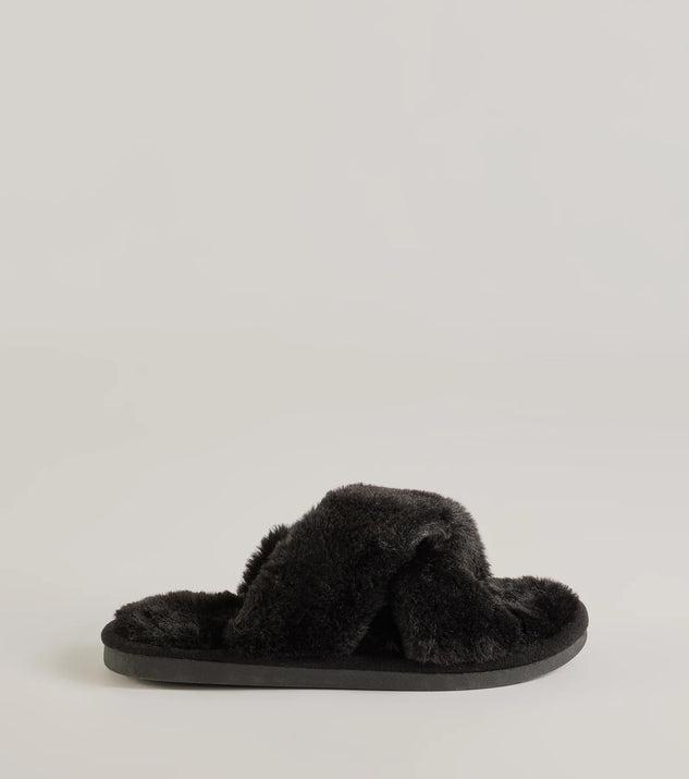 So Cozy Faux Fur Criss-Cross Slides Product Image