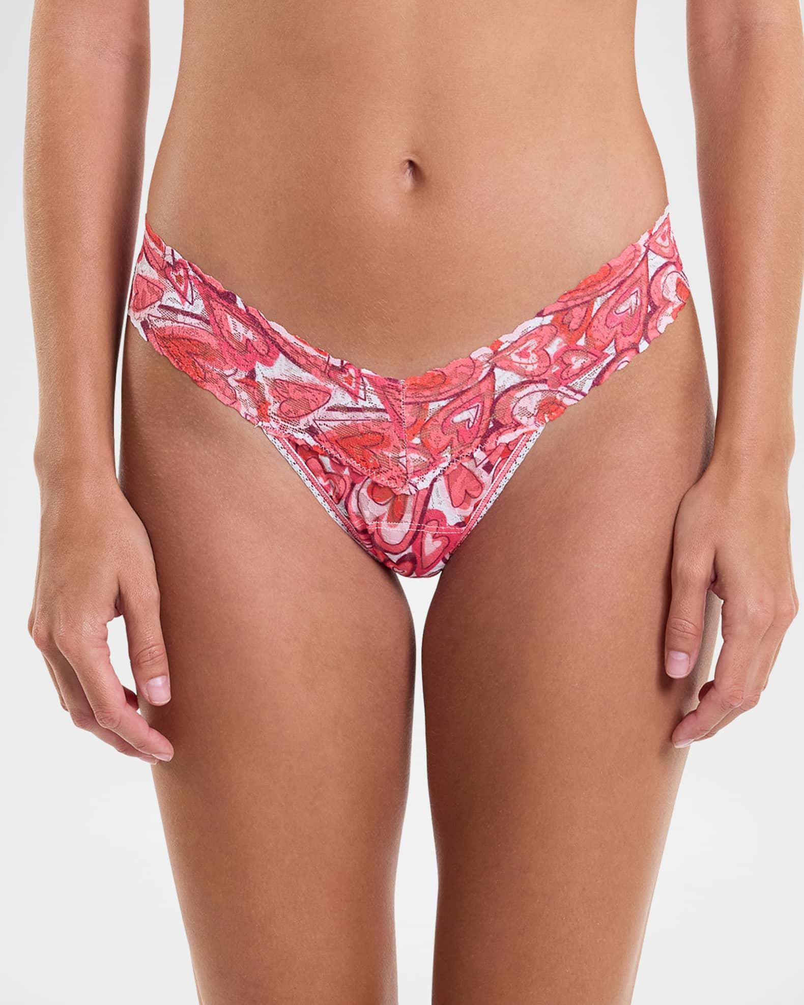 Printed Low-Rise Signature Lace Thong Product Image