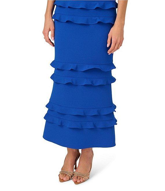 Adrianna by Adrianna Papell Square Neck Sleeveless Flounce Trim Column Gown Product Image