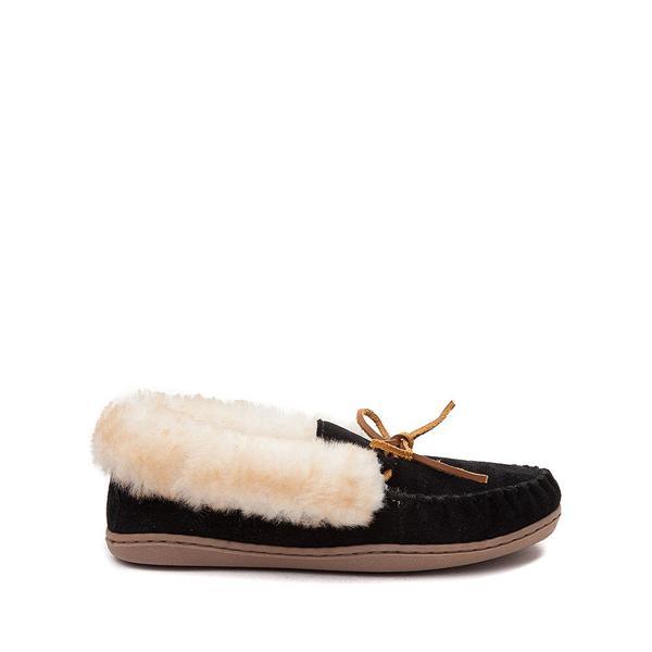 Minnetonka Alpine Bow Detail Suede Sheepskin Slippers Product Image
