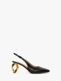 SQUARE TOE CHAIN HEEL SLINGBACK PUMPS in black | JW Anderson US  Product Image