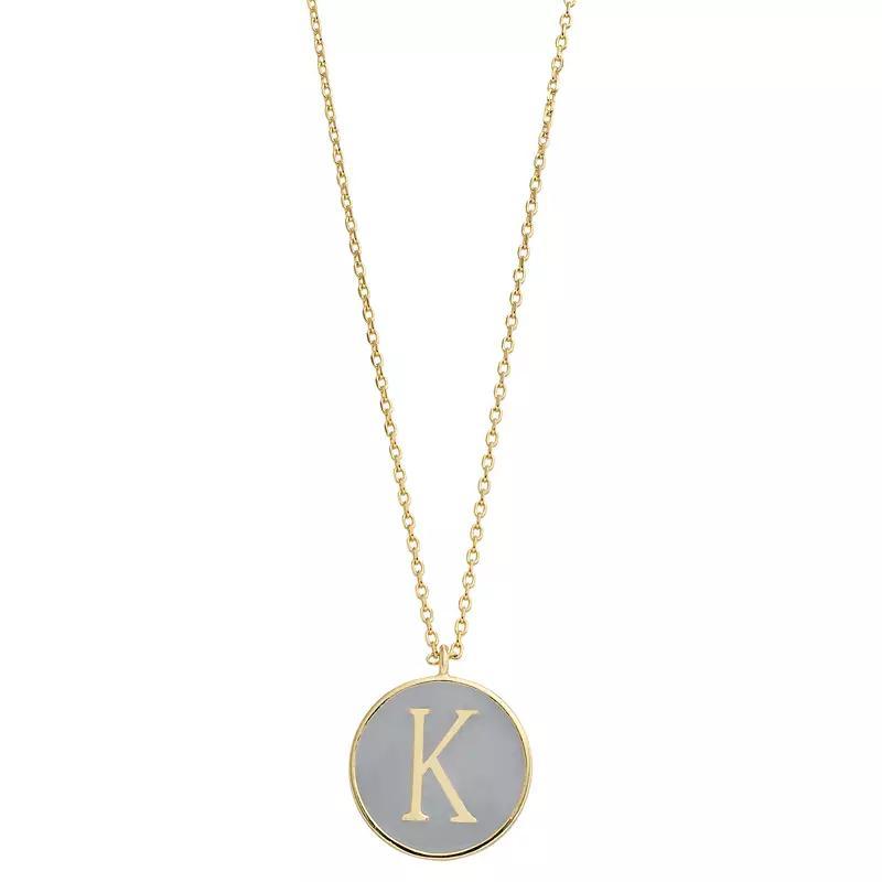 City Luxe Gold Tone Enamel Initial Disc Pendant Necklace, Women's, Size: 18", Gold Tone K Product Image