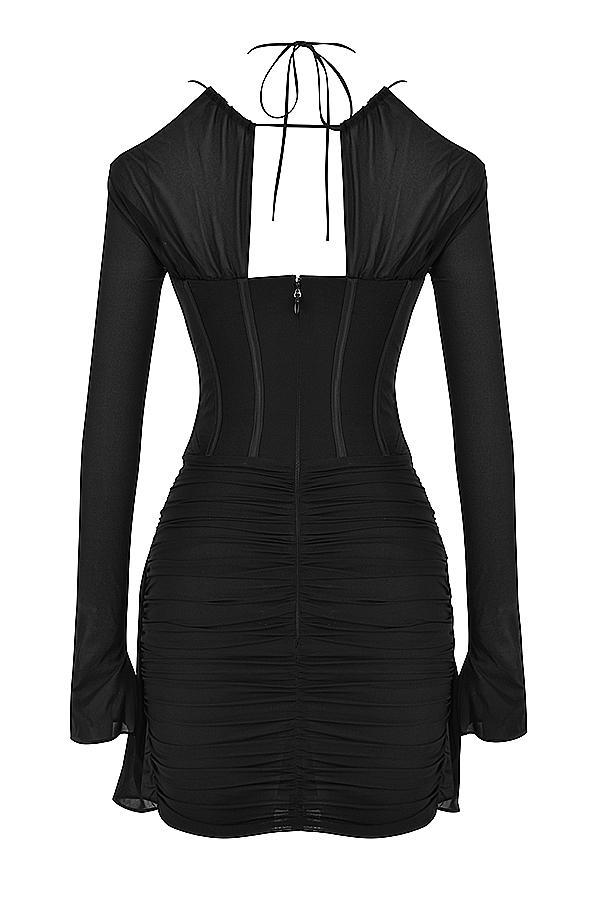 Gianna  black real silk corset mini dress Product Image