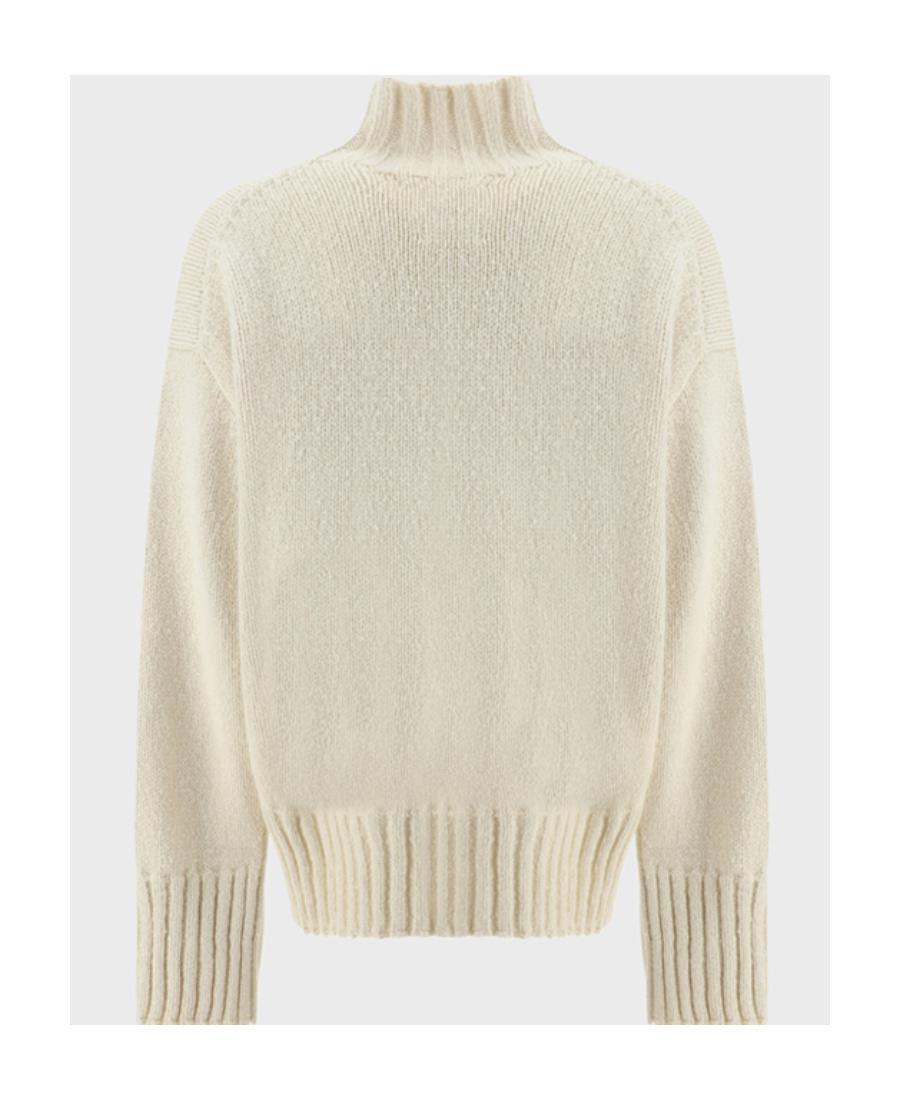 JIL SANDER Slit-sleeves High-neck Jumper In White Product Image
