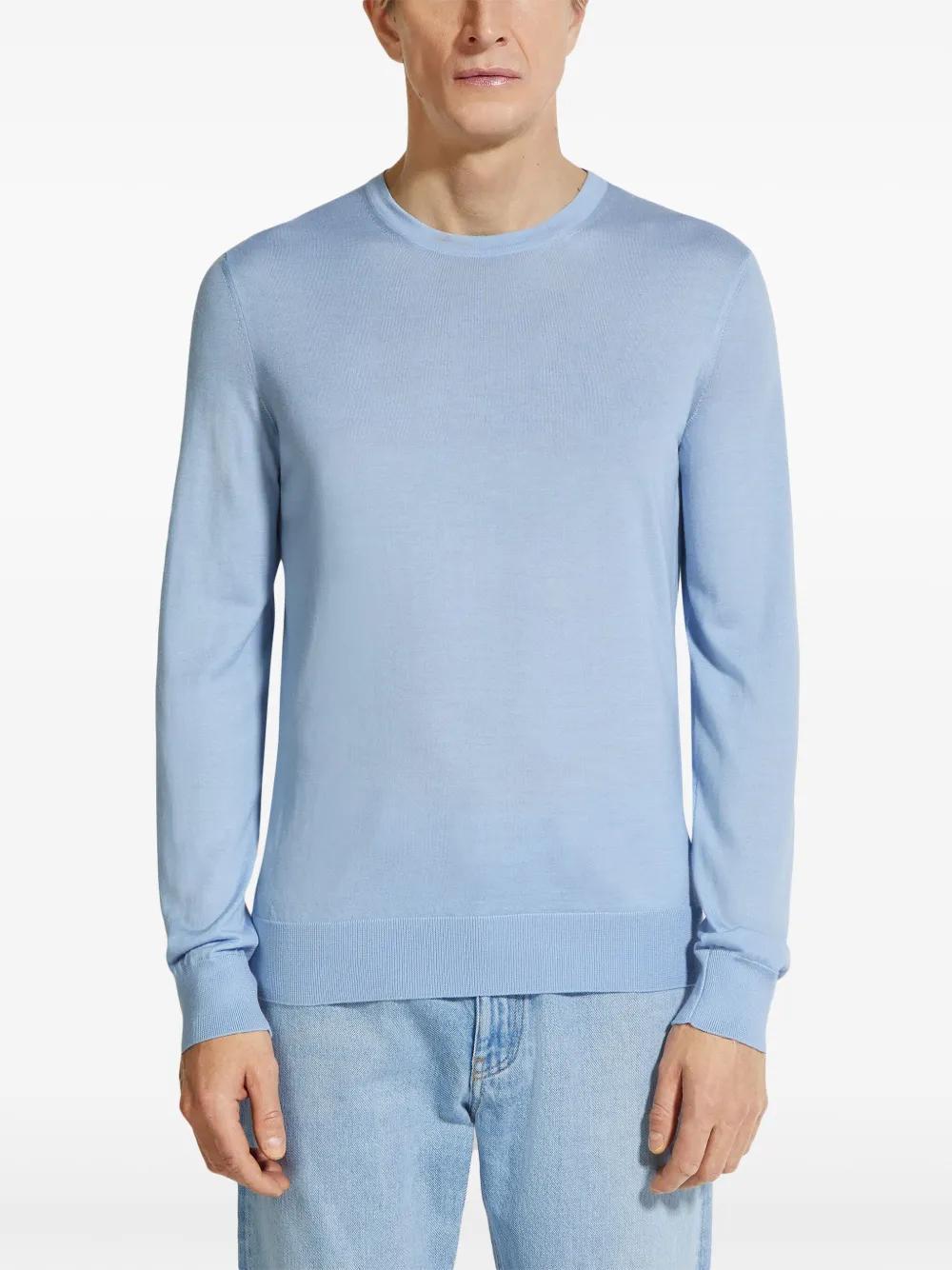 ZEGNA Crew-neck Sweater In Blue Product Image