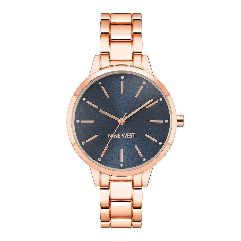 Nine West Women's Gold-Tone Bracelet Watch with Crystal Accents, Size: Medium, Gold Tone Beige Product Image