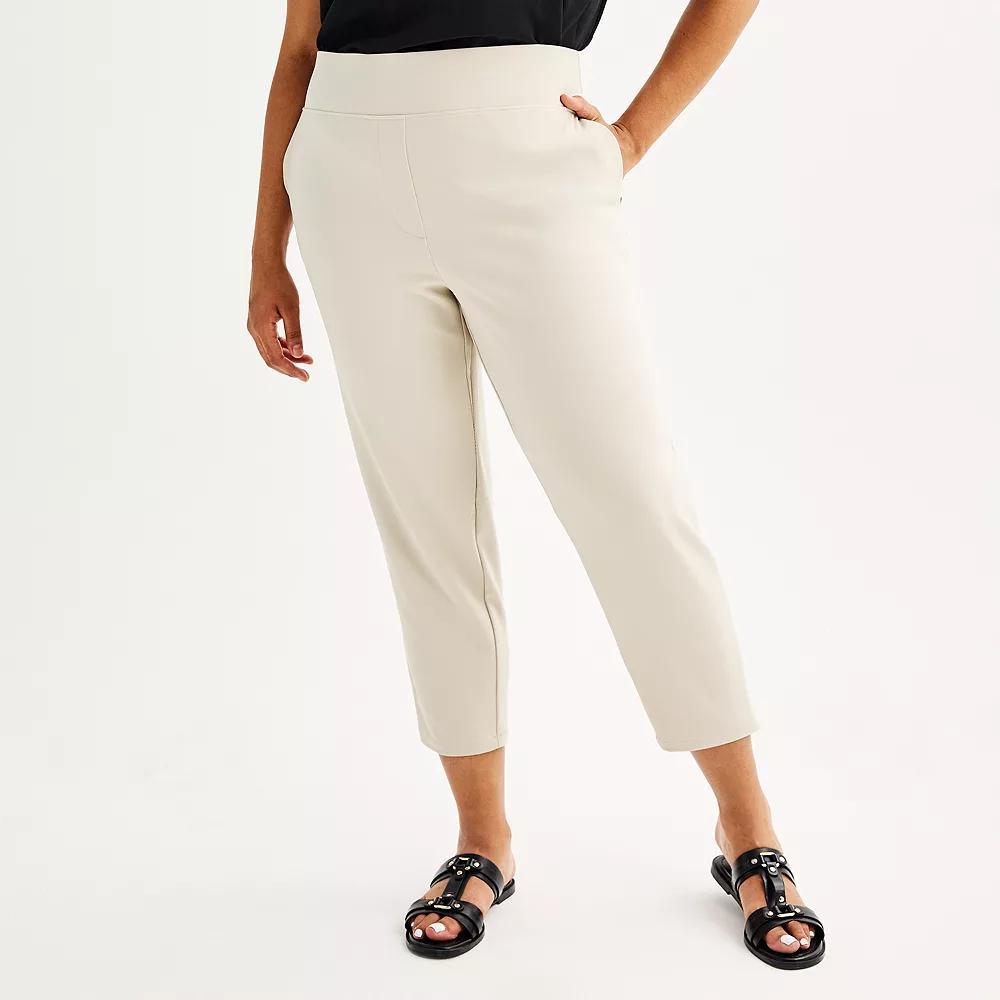 Plus Size Nine West Pull-On Straight Ankle Pants, Women's, Size: 5XL, Practical Beige Product Image