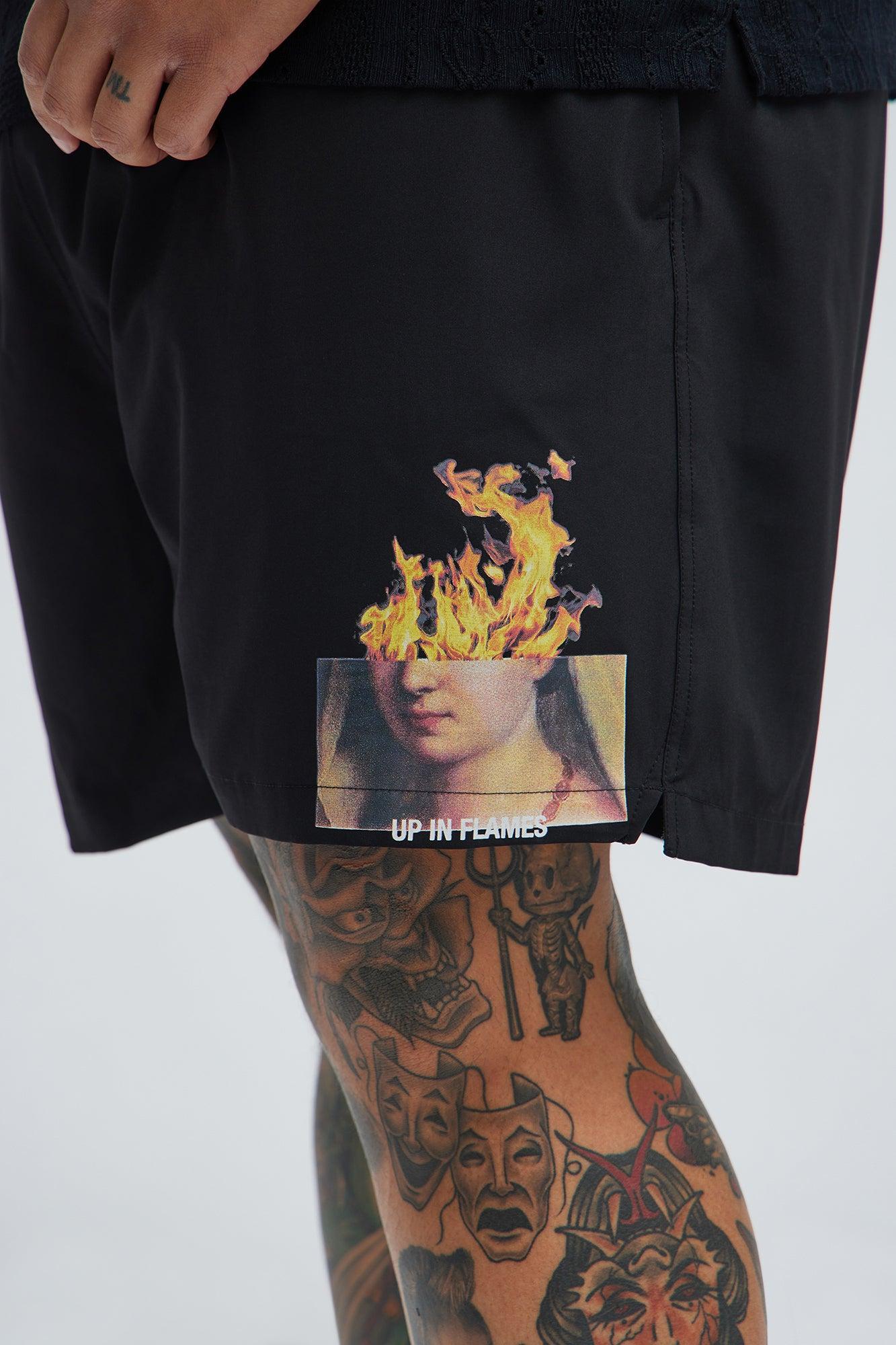 Up In Flames Swim Mid Trunk - Black Product Image