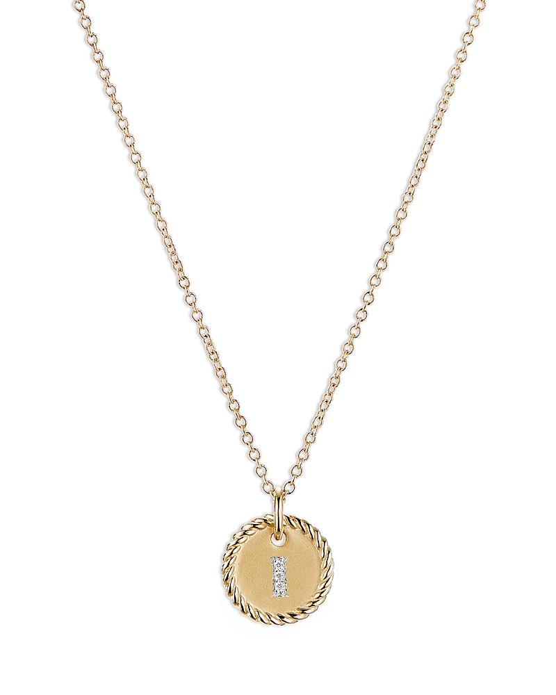 David Yurman Cable Collectibles Initial Pendant with Diamonds in Gold on Chain, 16-18 Product Image