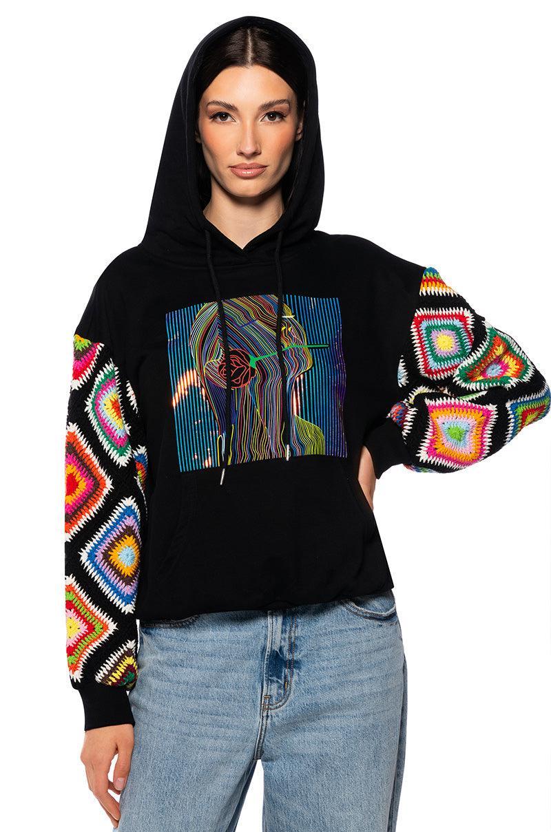 ROSIE CROCHET SLEEVE HOODIE Product Image