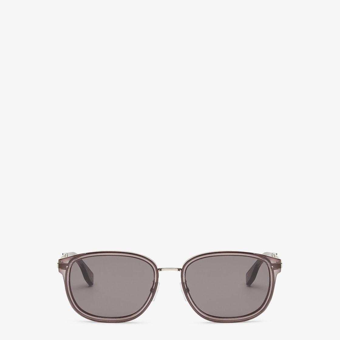 Fendi TravelPalladium-colored metal and gray acetate sunglasses Product Image