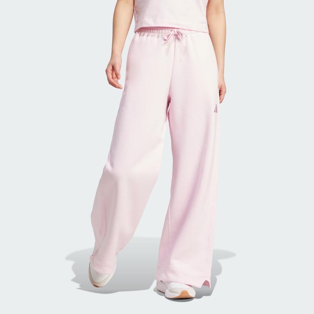 adidas ALL SZN Fleece Loose Wide-Leg Pants Warm Sandstone M Womens Product Image
