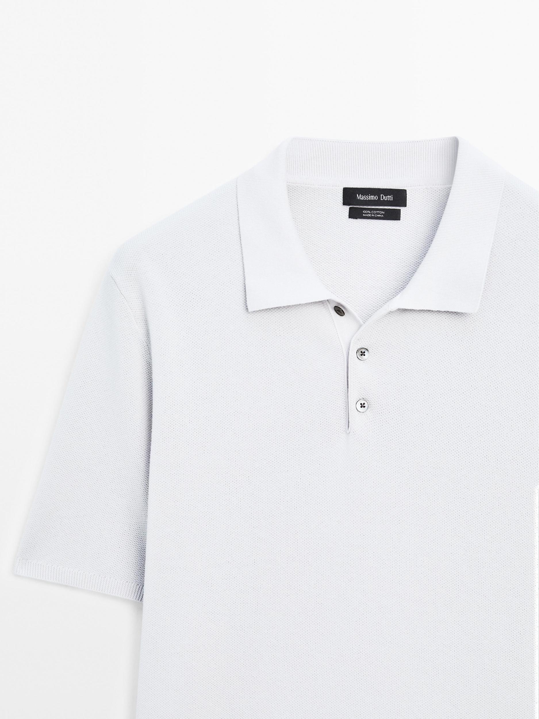 100% cotton textured knit polo shirt Product Image
