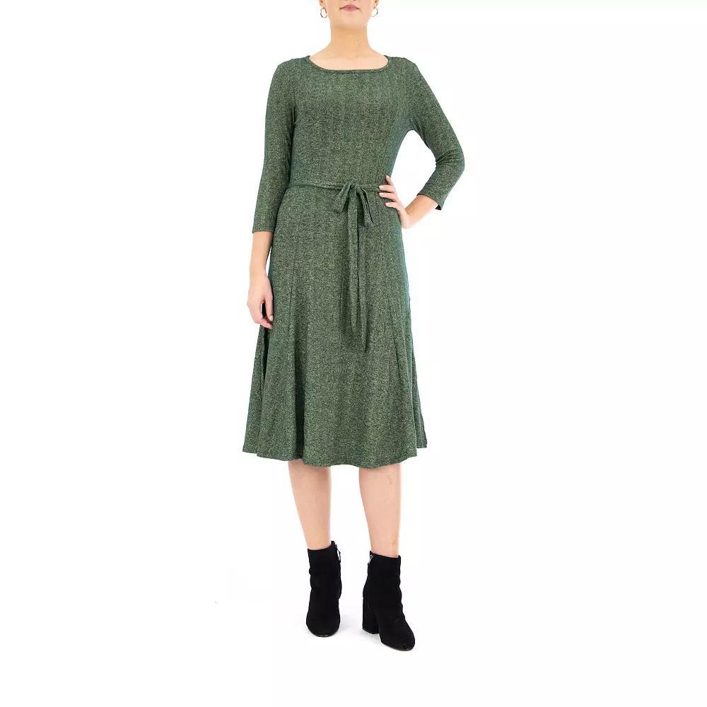 Women's Nina Leonard Sylvia Lurex Midi Dress, Size: XL, Deep Pine Gold Product Image