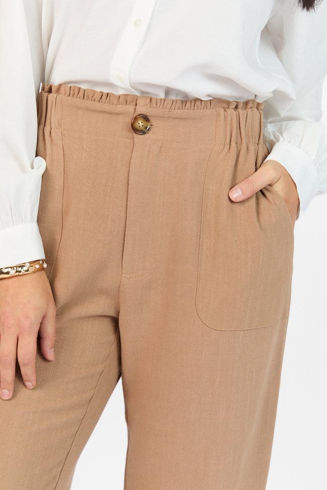Wish For This Mocha Linen Blend Trousers FINAL SALE Product Image