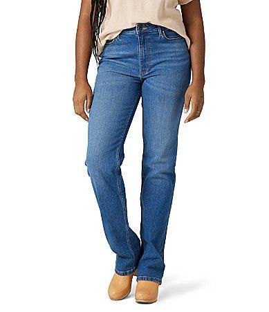 Womens Wrangler High Rise Straight-Leg Jeans Blue Medium Wash Product Image