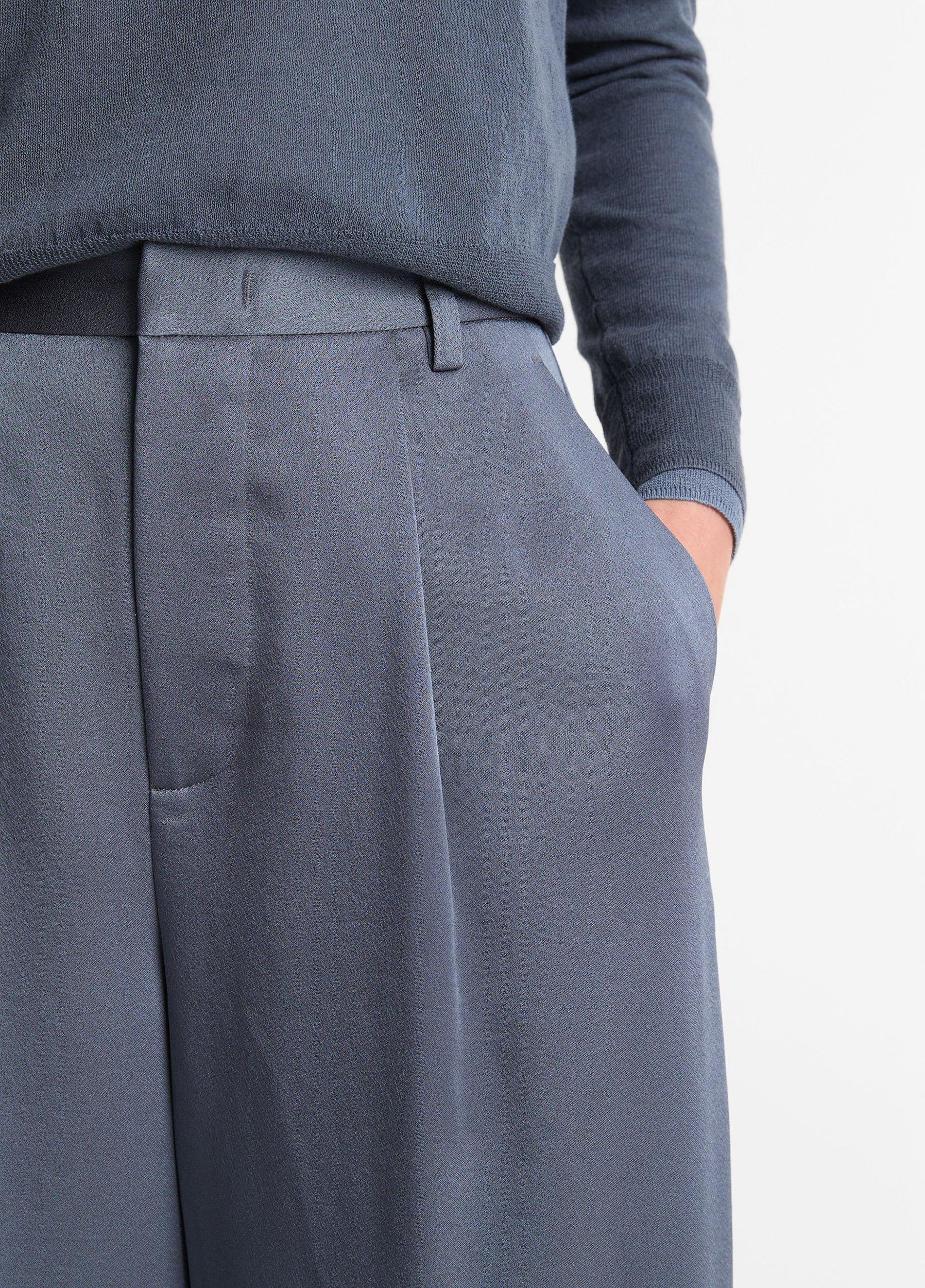 Womens Mid-Rise Satin Culotte, Pale Cliff, Size 0 Vince Product Image