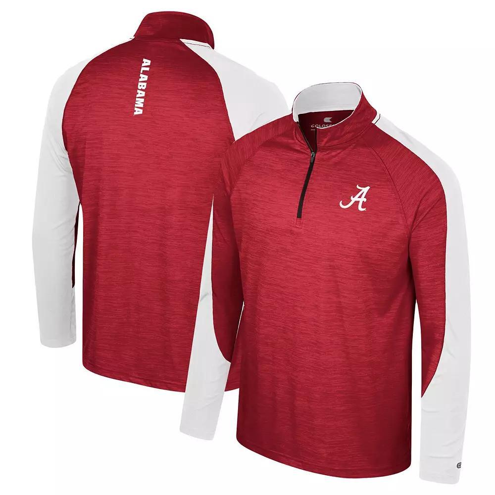 Men's Colosseum Crimson Alabama Crimson Tide Langmore Raglan Quarter-Zip Top, Size: Large, Red Product Image
