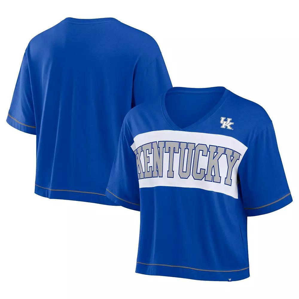 Women's Fanatics Royal Kentucky Wildcats Home Team Bold Fashion Modest V-Neck Cropped T-Shirt, Size: 3XL, Blue Product Image