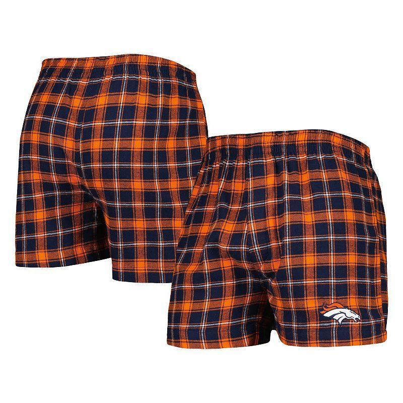 Men's Concepts Sport Navy/Orange Denver Broncos Ledger Flannel Boxers, Size: 2XL, Blue Product Image