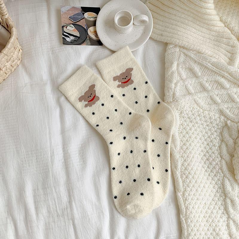 Dog Embroidered Socks / Dog Print Socks Product Image