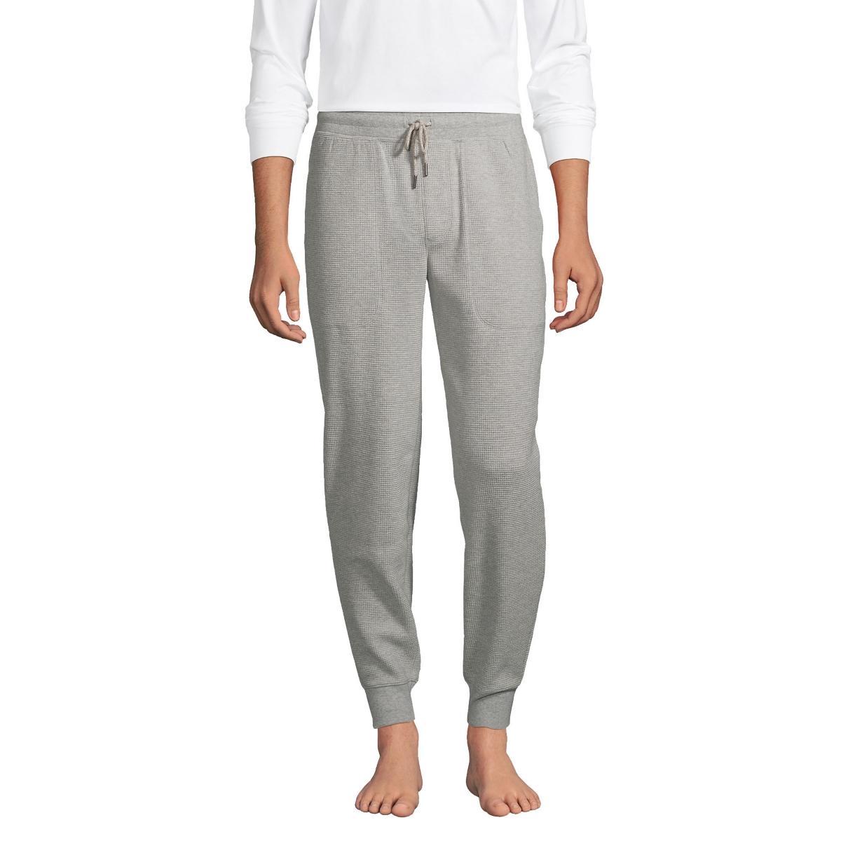 Men's Lands' End Waffle Jogger Pajama Pants, Size: Medium, Gray Grey Product Image