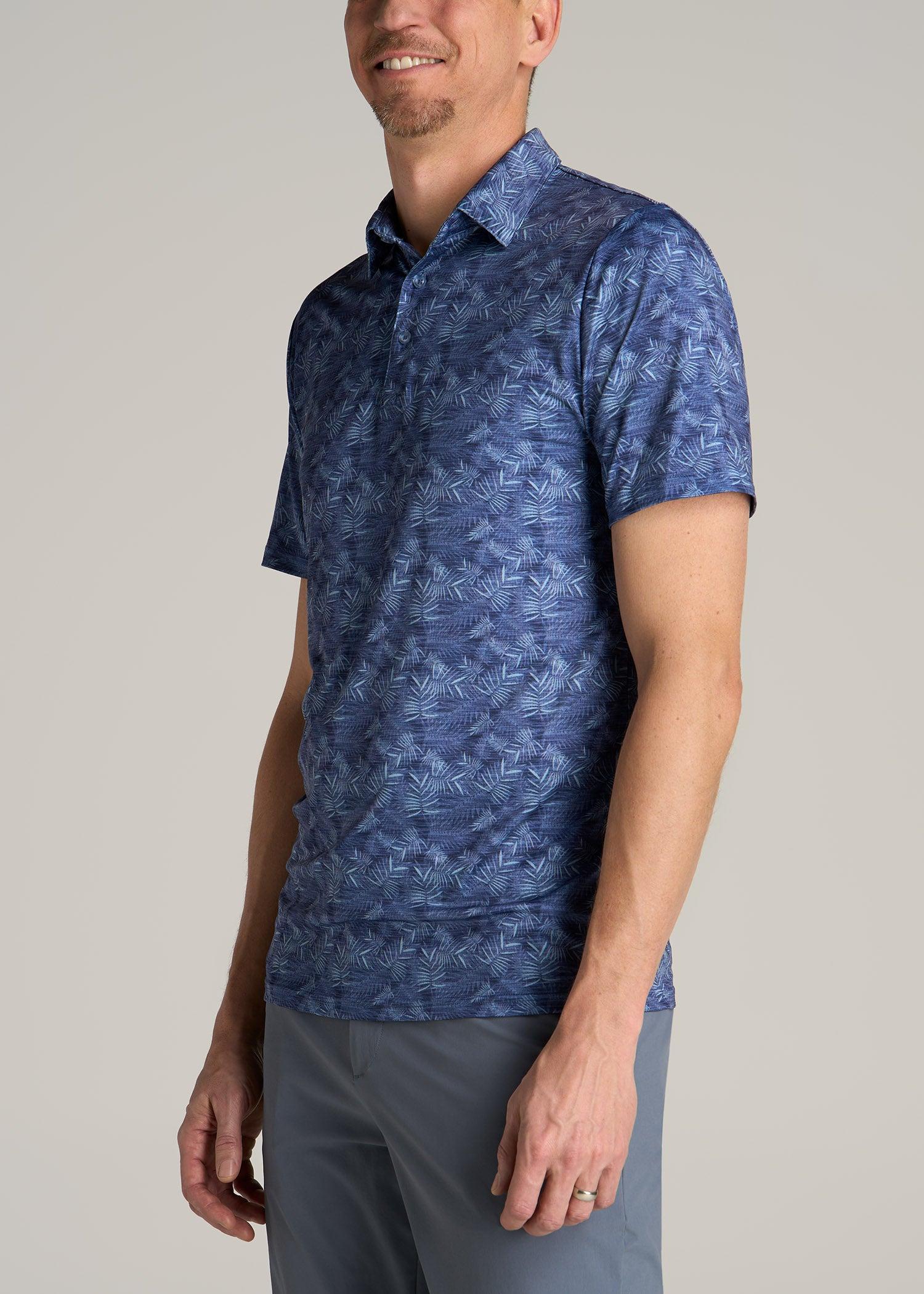 Golf Performance Tall Men's Polo Shirt in Navy Palms Product Image