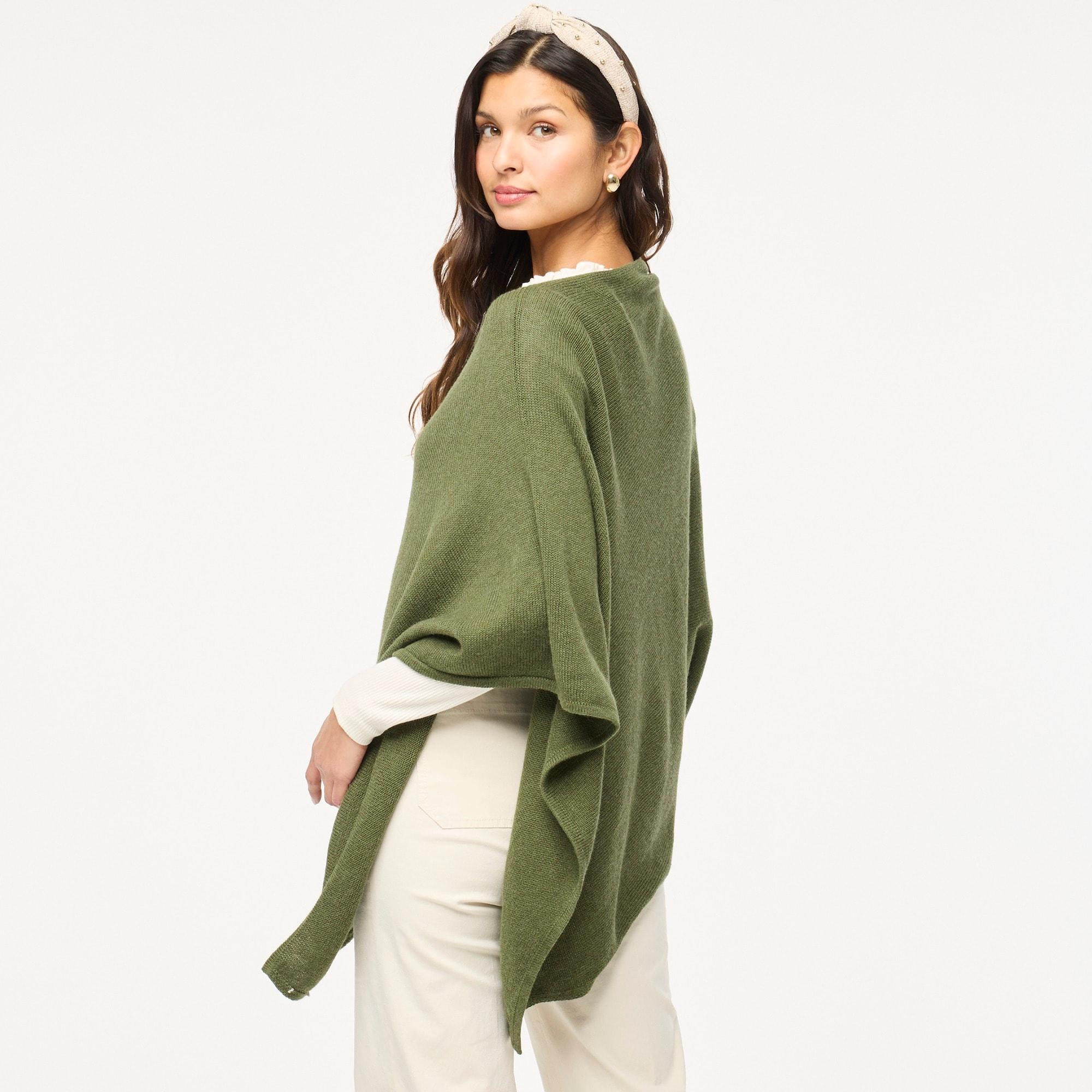 Cotton-blend triangle sweater poncho Product Image