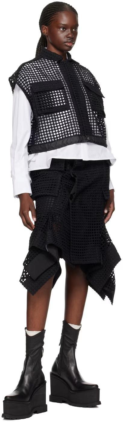 SACAI Fully-perforated Cropped Blouse In Black Product Image