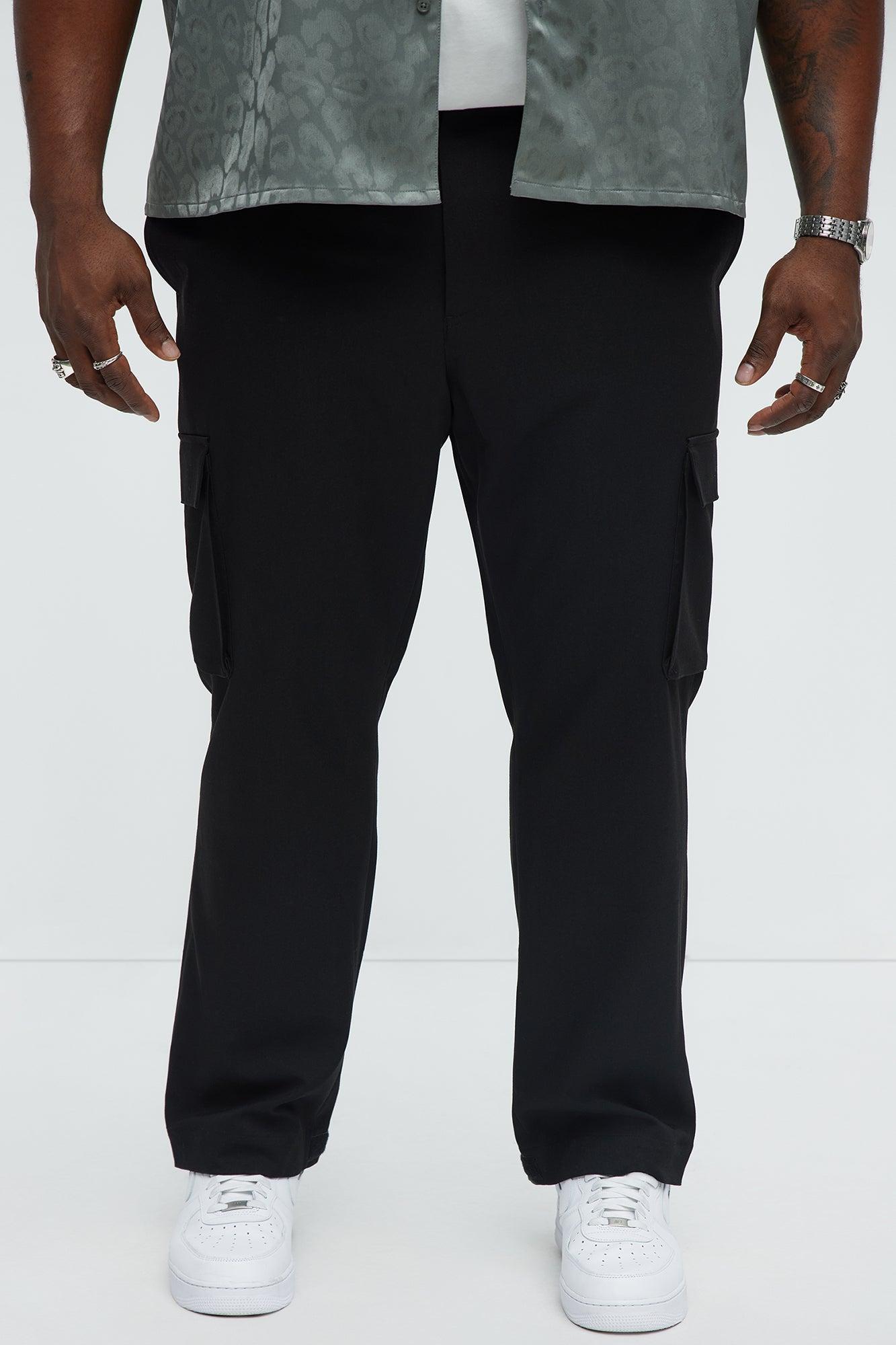Gabardine Straight Tapered Cargo Pants - Black Product Image