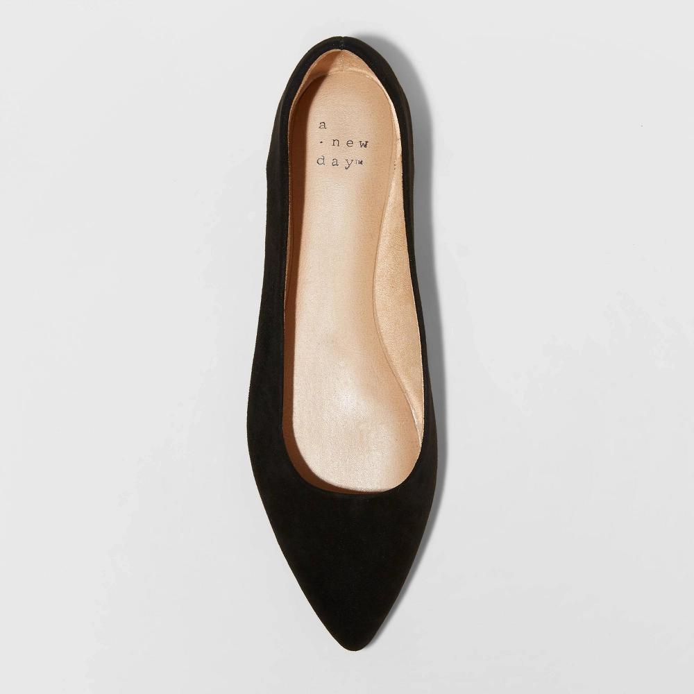 Womens Corinna Wide Width Ballet Flats with Memory Foam Insole - A New Day Black 6W: Slip On, Non Marking Outsole Product Image