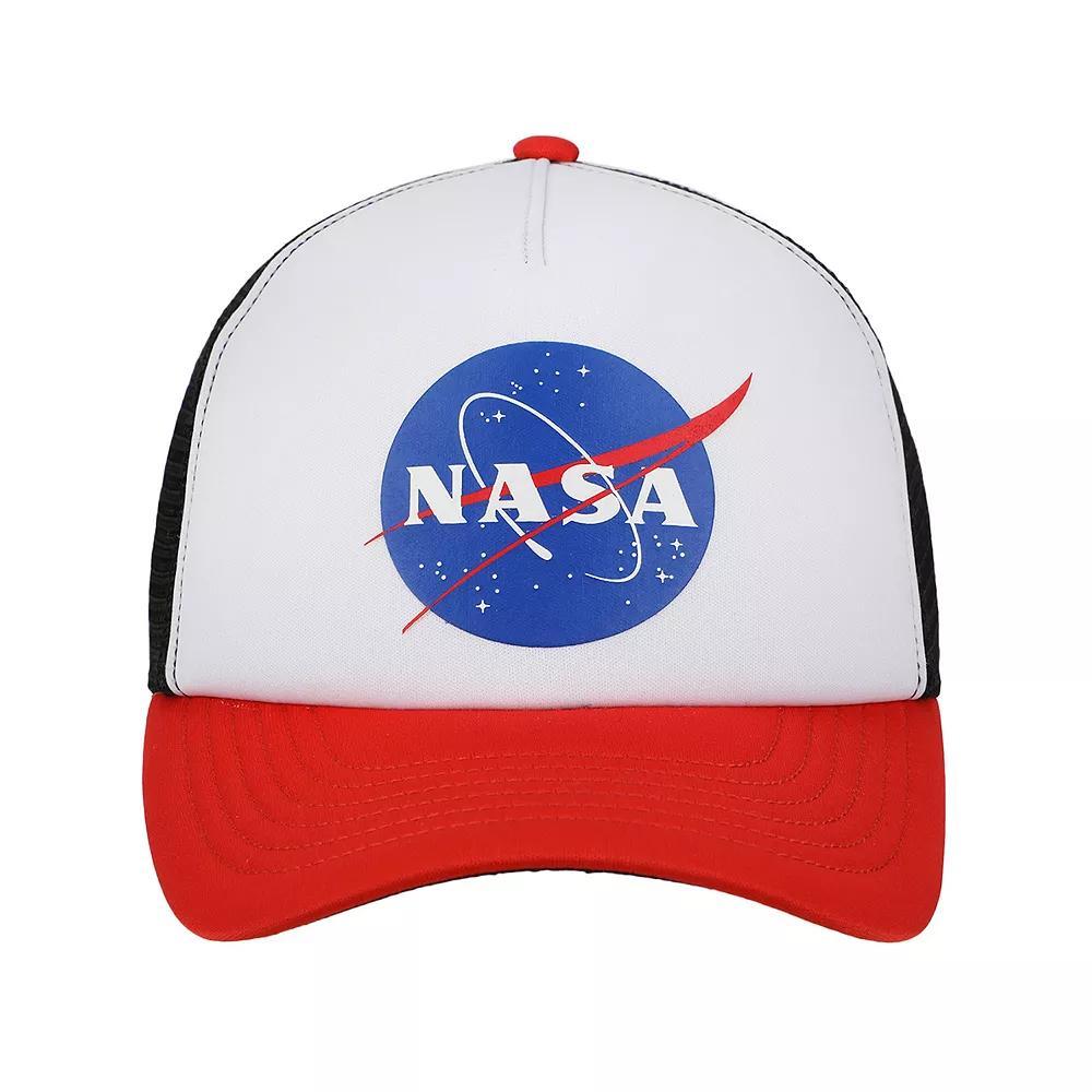 Men's NASA Logo Adjustable Trucker Hat, White Product Image