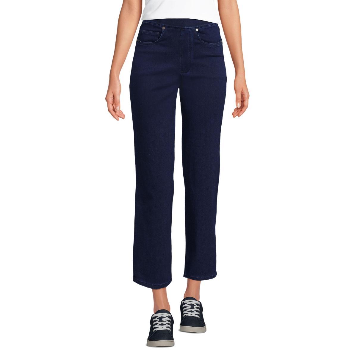 Petite Lands' End High Rise Pull On Denim Crop Pants, Women's, Size: Large Petite, Light Brook Product Image