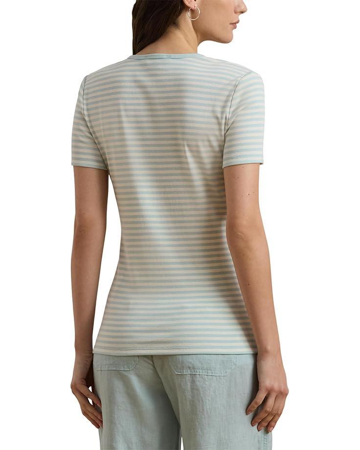 Petite Striped Stretch Cotton Crew Neck Tee Product Image