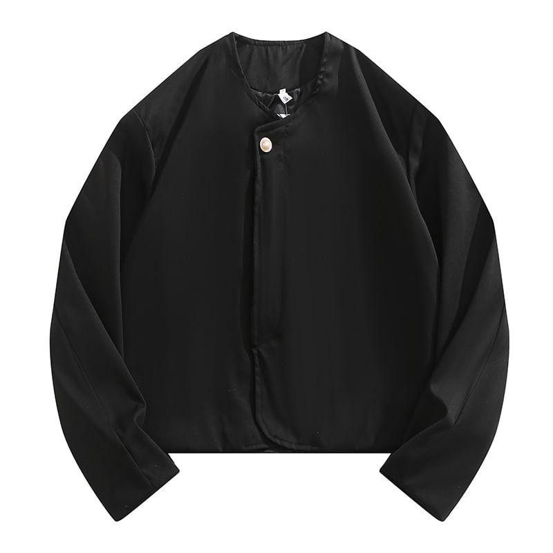 V-Neck Button-Up Plain Jacket Product Image